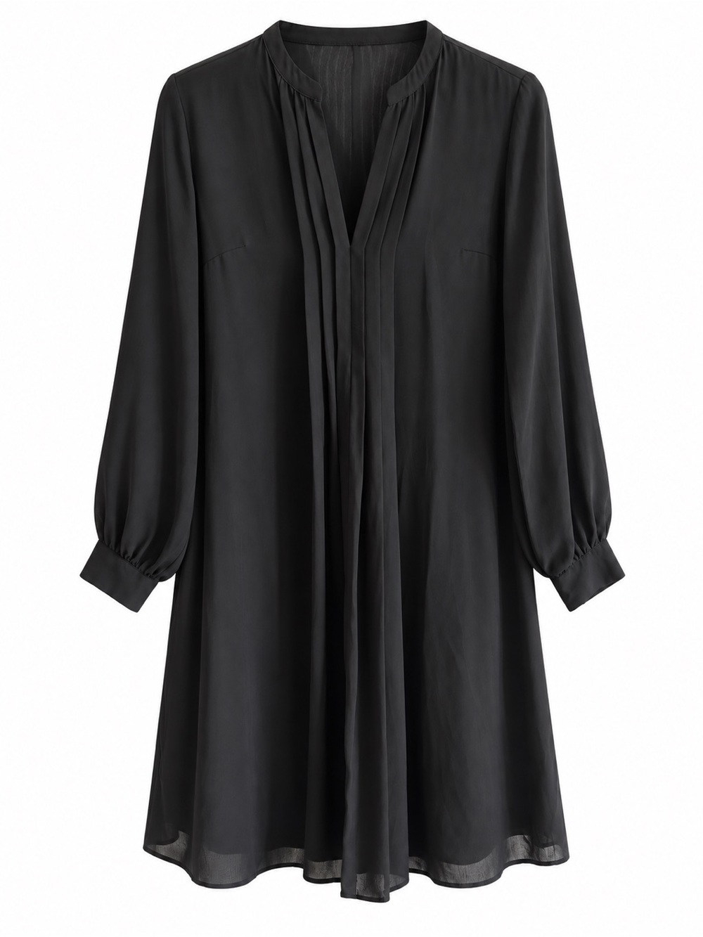Black Flowy Long Sleeve Dress